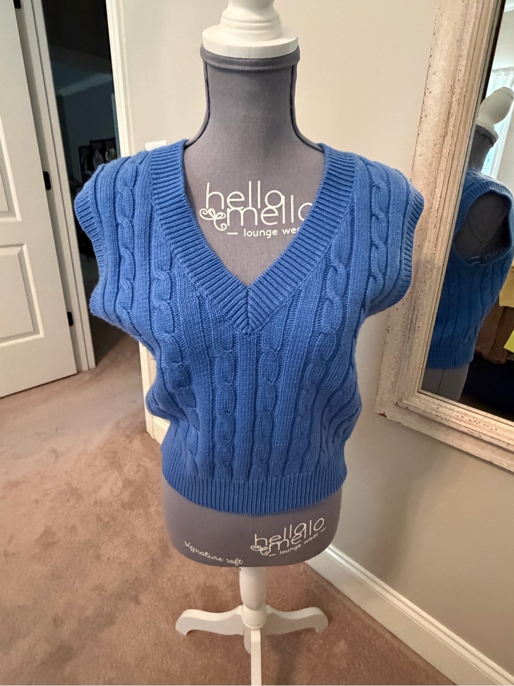 English Factory Royal Blue Cable-Knit V-Neck Sweater Vest